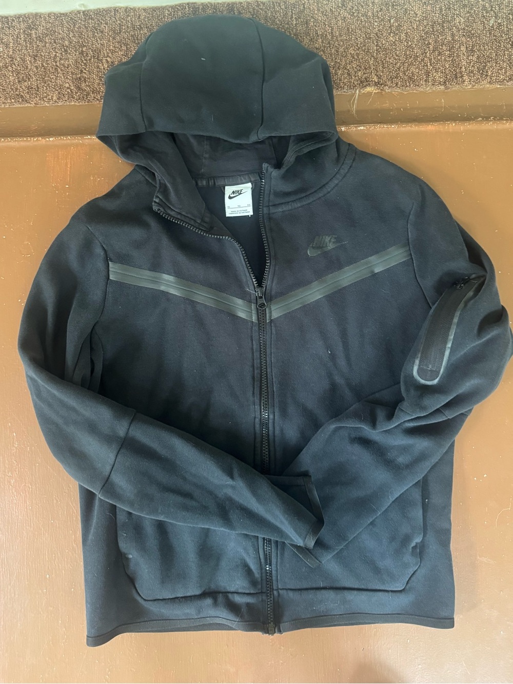 Youth Nike Tech Black Hooded Performance Zip Jacket - XL
